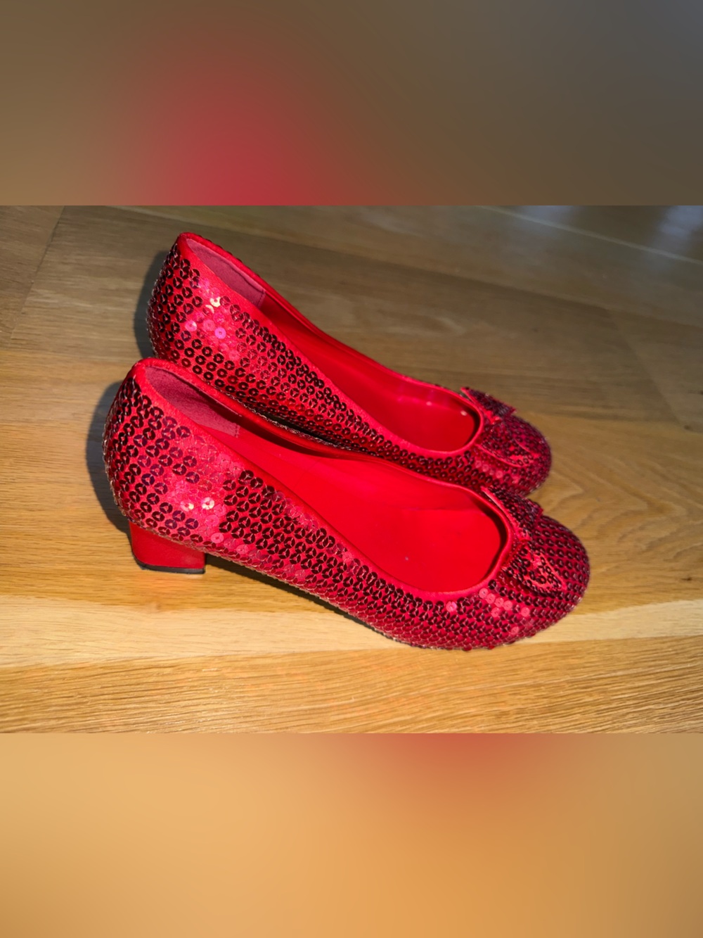 Red Sequin Low Heel Ballet Flats